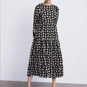 Zara floral print dress with ruffle